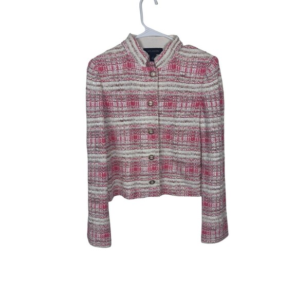 St. John Pink Tweed Jacket Blazer Barbiecore SZ 6 Stretchy - Picture 1 of 8
